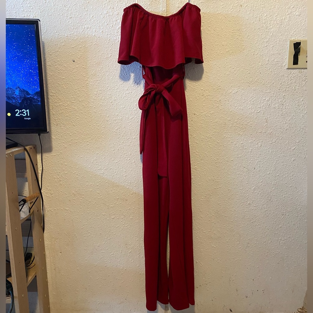 Off The Shoulder Belted Jumpsuit
